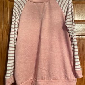 Pink medium with stripe sleeves